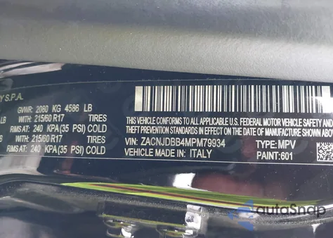 2021 Jeep Renegade Latitude 4X4 from USA, damaged, VIN ZACNJDBB4MPM79934